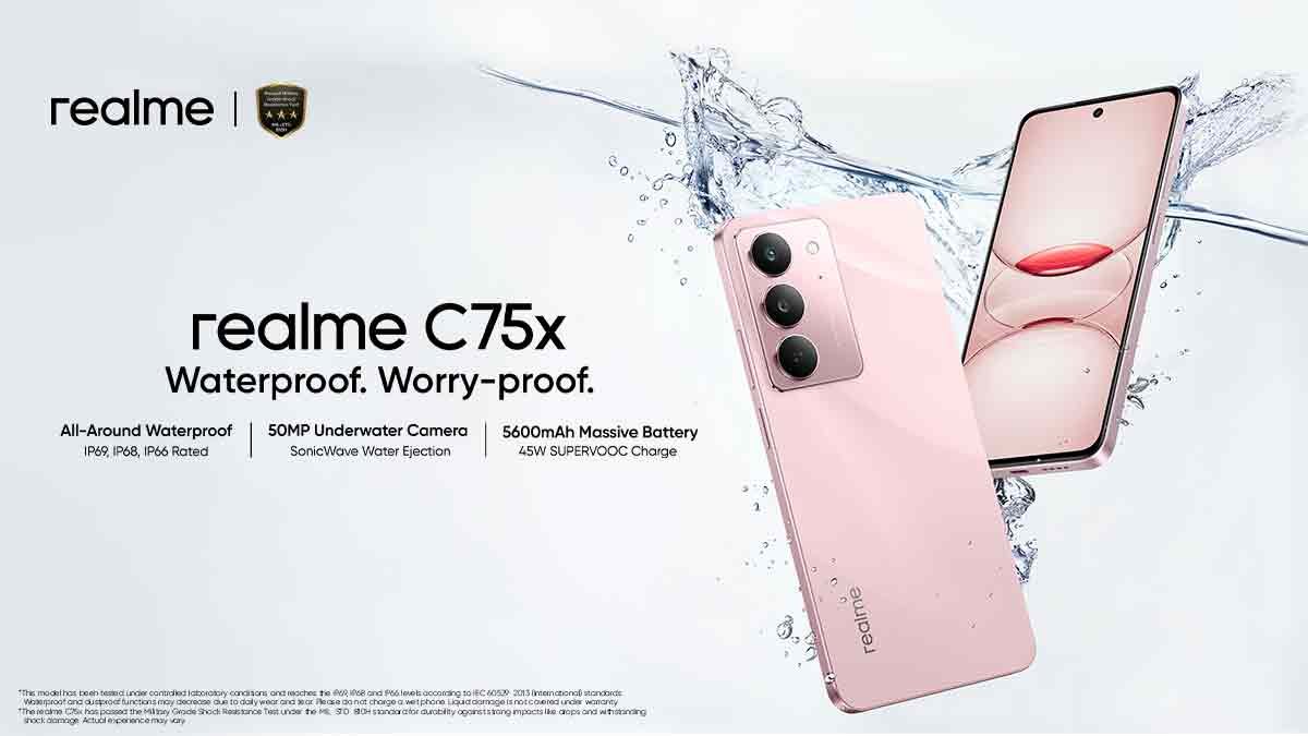 realme releases a new waterproof phone, realme C75x, for as low as P6,067 