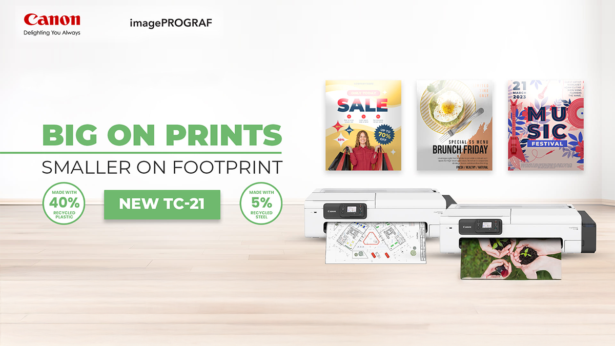 Canon Introduces New imagePROGRAF TC-21, a Desktop Large Format Printer, for A1+ Compatible Printing