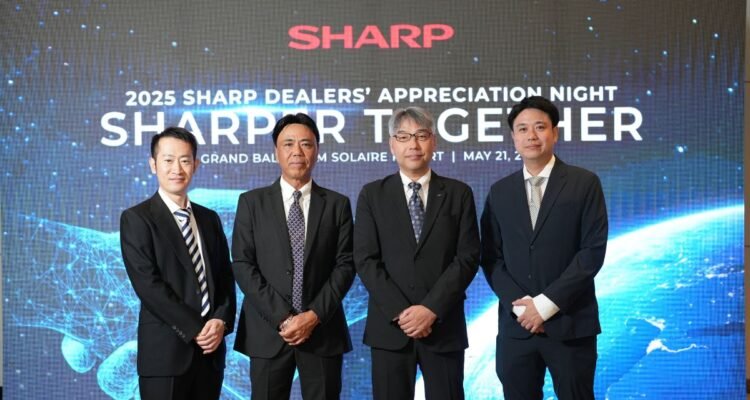(left to right) Mr. Shigenori Kitani – Associate Manager, Mr. Kazuo Kito – President and General Manager of Sharp Philippines, Mr. Yasukazu Kobayashi – TV Systems BU President, Mr. Masahiro Akiyoshi – Executive Vice President of Sharp Philippines