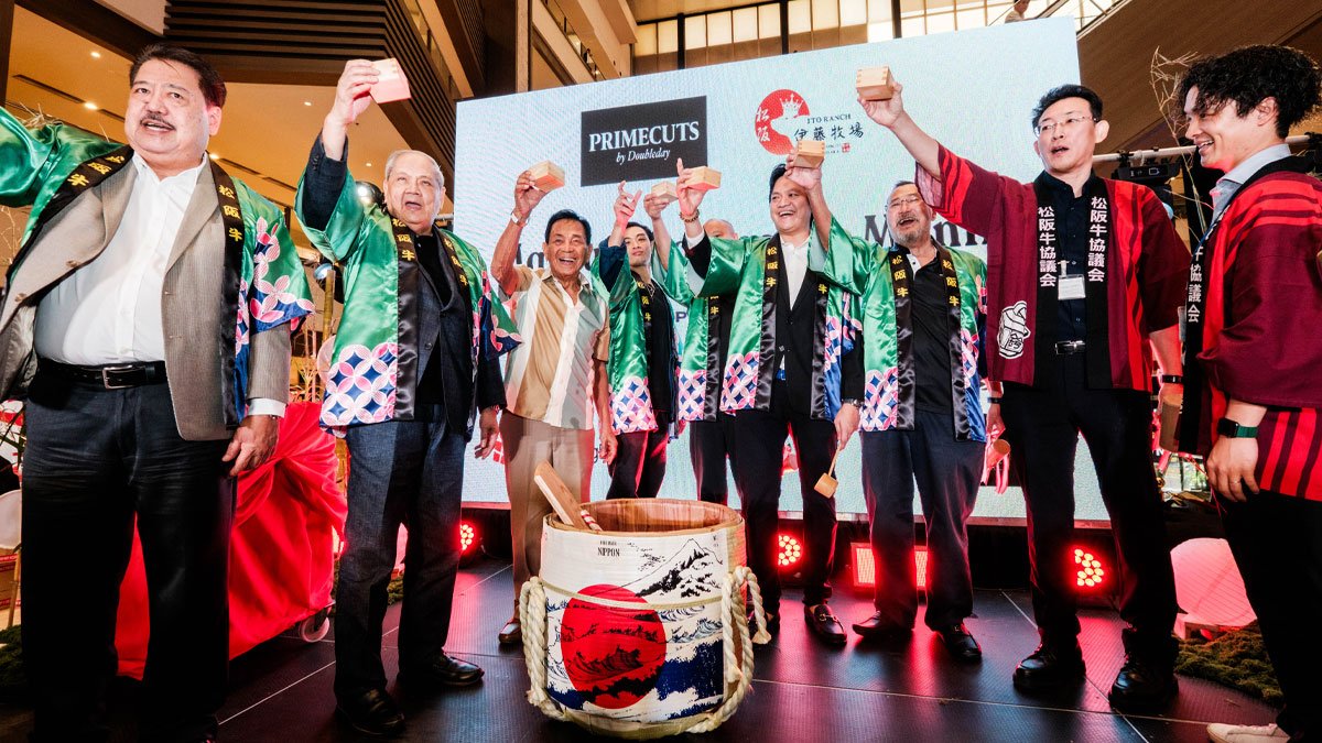 Prime Cuts by Doubleday, Ito Ranch, and Teppanya executives raise a toast with sake to mark the launch of Ito Ranch Matsusaka Beef