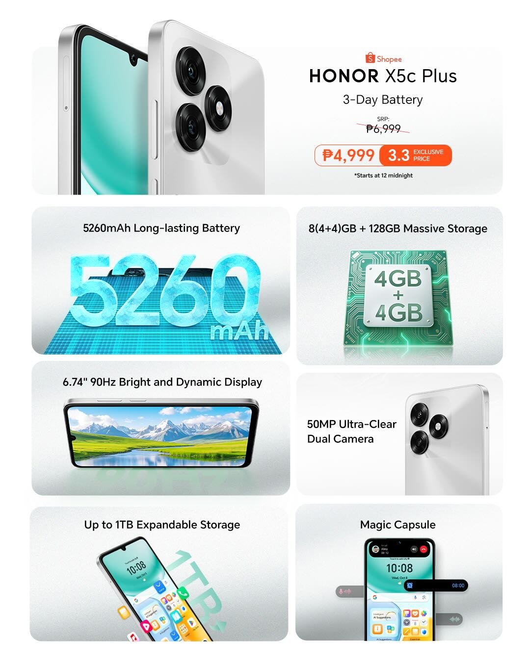  Leading global AI smart devices provider HONOR Philippines just announced its newest smartphone HONOR X5c Plus through a partnership with Shopee Philippines. 