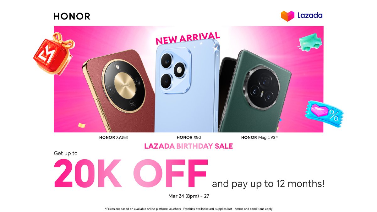 Save Up to Php 20,000 on HONOR Products This Lazada Birthday Sale