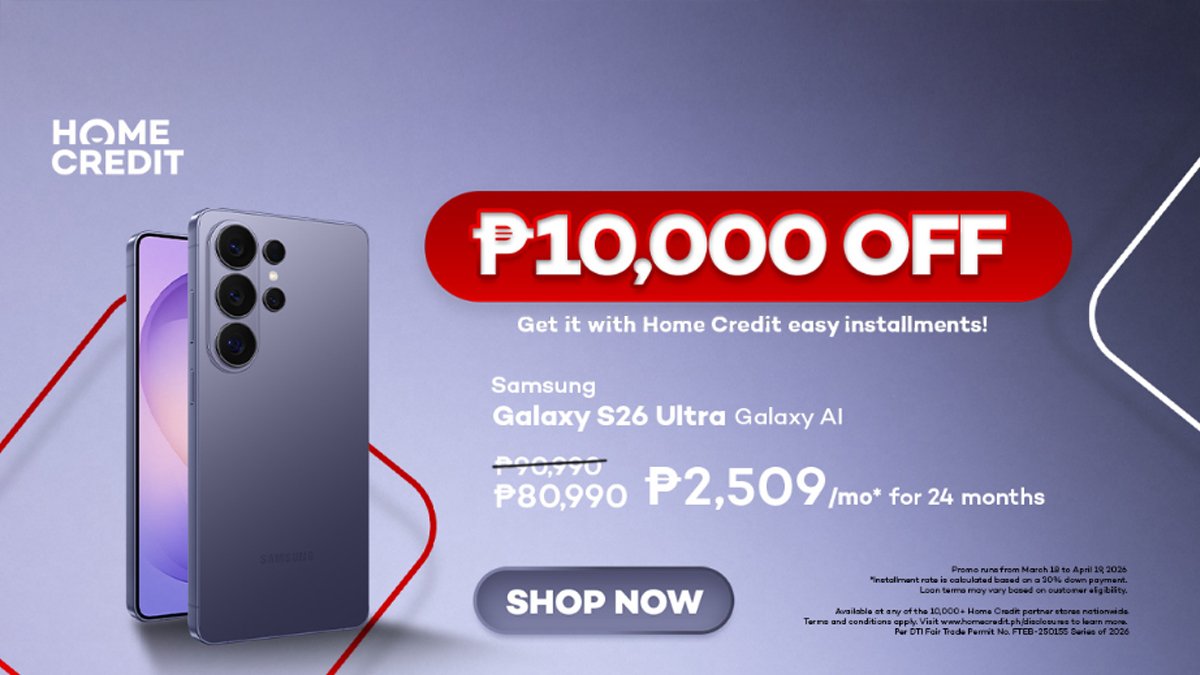 Home Credit brings up to ₱10,000 off and 0% interest on the Samsung Galaxy S26 Series