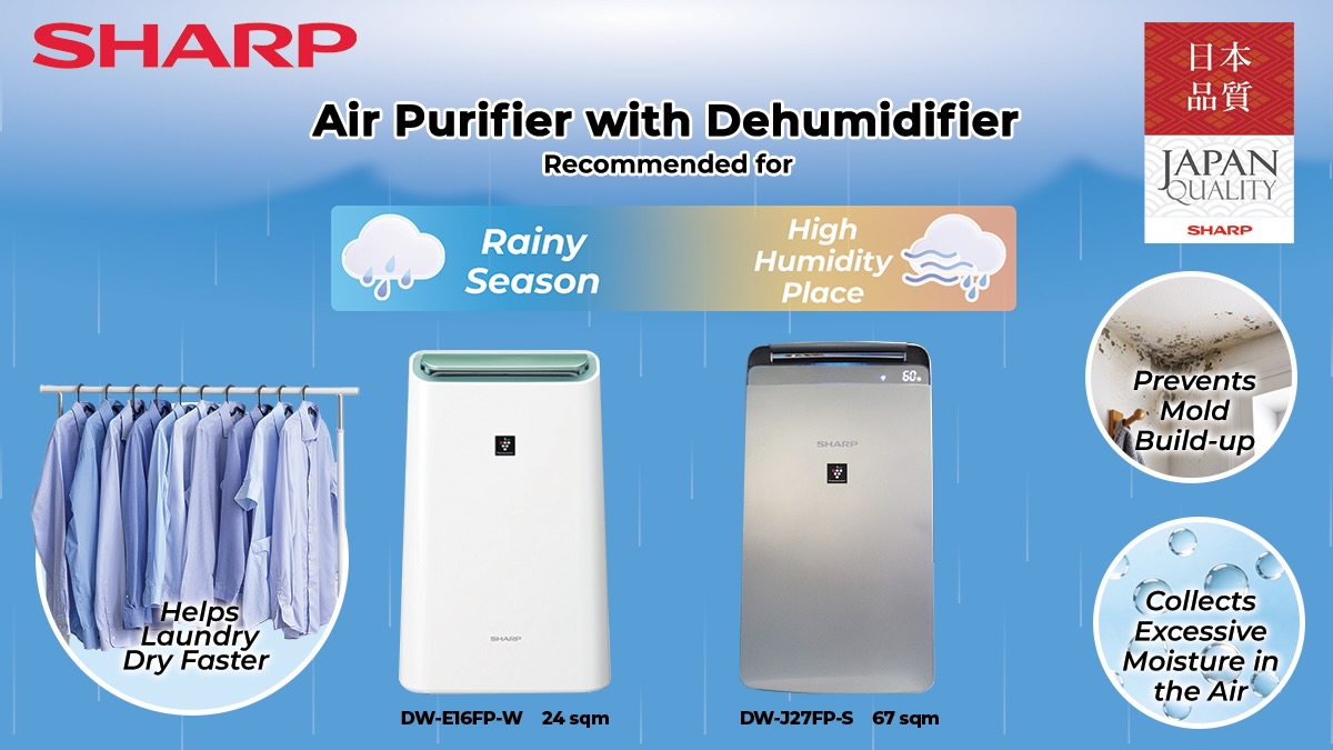 Enjoy Cleaner Air, Faster Laundry Drying with Sharp Air Purifier with Dehumidifier
