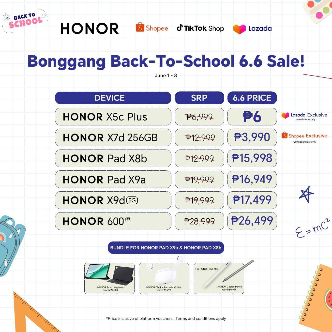 Get up to Php 3,000 OFF on HONOR Tablets, Php 1,000 OFF on HONOR 600 Series, and score exciting platform-exclusive offers this June 