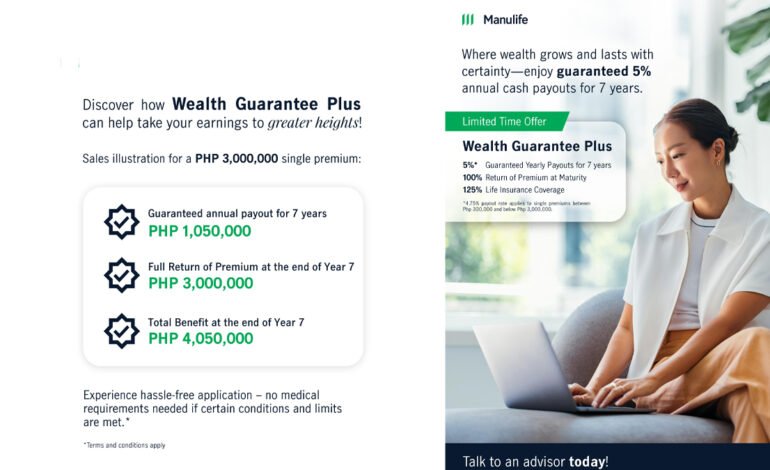 Manulife Philippines Launches Wealth Guarantee Plus with Higher, Longer Guaranteed Returns